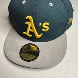 New Era Oakland Athletics A's 59FIFTY Fitted Hat MLB Green/Grey Size 7 3/4